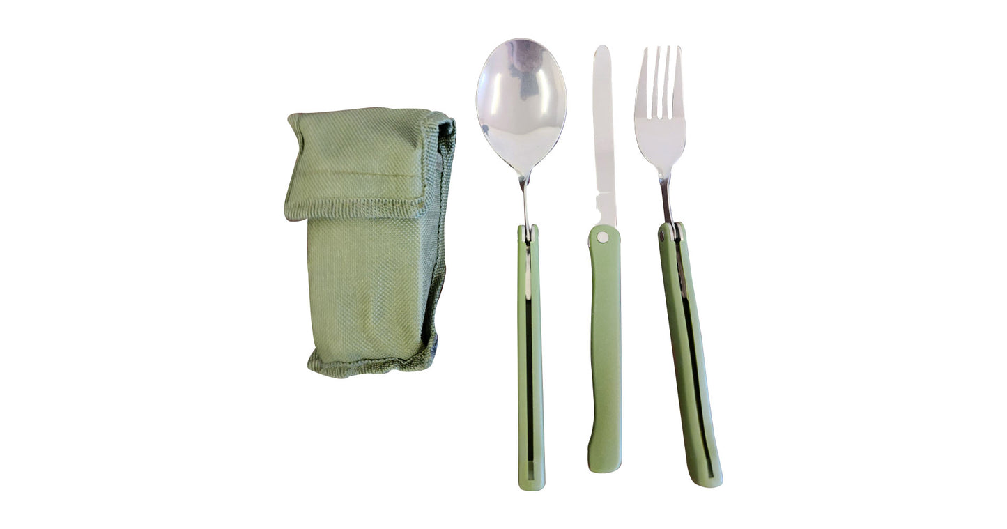 cutlery-set-with-pouch-olive-green image 0