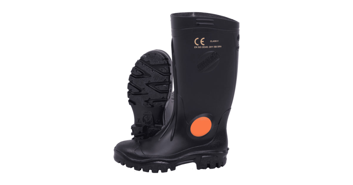 Black/Orange Steel Toe Tip Gum Boots image 0