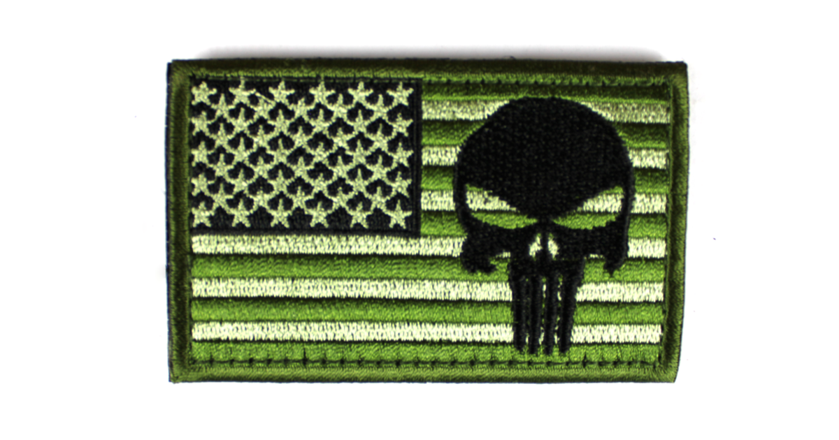 Flag USA Green Skull Patch