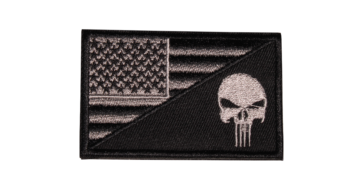 USA Punisher Black Embroidered Patch