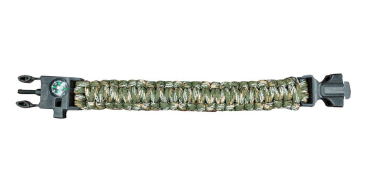 Digital Woodland Camo Paracord Bracelet With Whistle & Flint - NEW