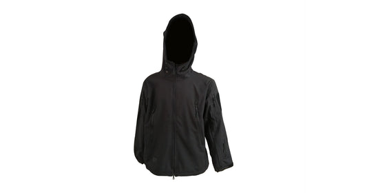 Plain Black Soft-Shell Jacket with Hood
