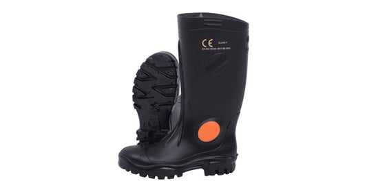 Black/Orange Steel Toe Tip Gum Boots image 0