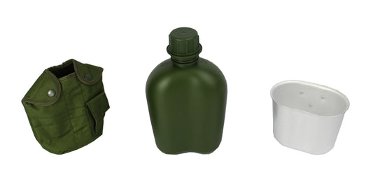 1 Litre Water Bottle with Mug and Green Pouch