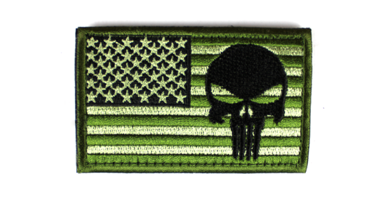 Flag USA Green Skull Patch
